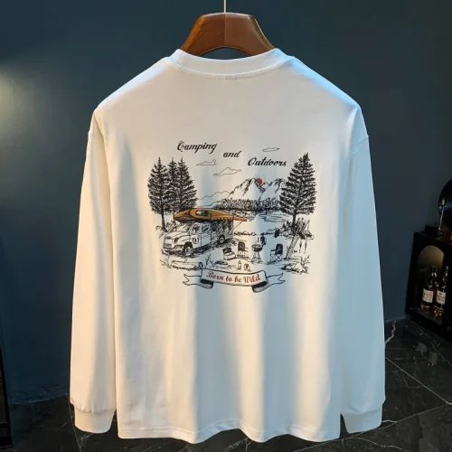 2025 Spring and Autumn New Long Sleeve-shirt Men's Large Loose Round Neck High end Casual Hoodie