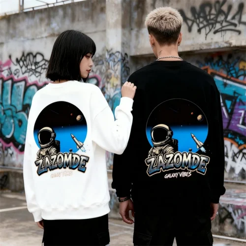 ZAZOMDE Gothic Dark Print Cotton Round Neck Sweatshirt For Men And Women Soft Comfort Fit Unisex Casual Streetwear Fashion
